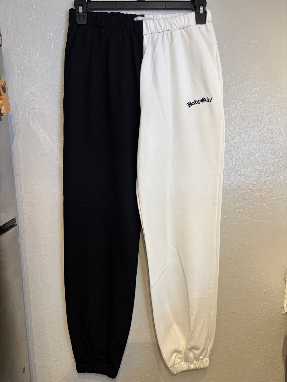 Adika Black & White Two-Tone Joggers Preppy Streetwear Sz Large sweatpants